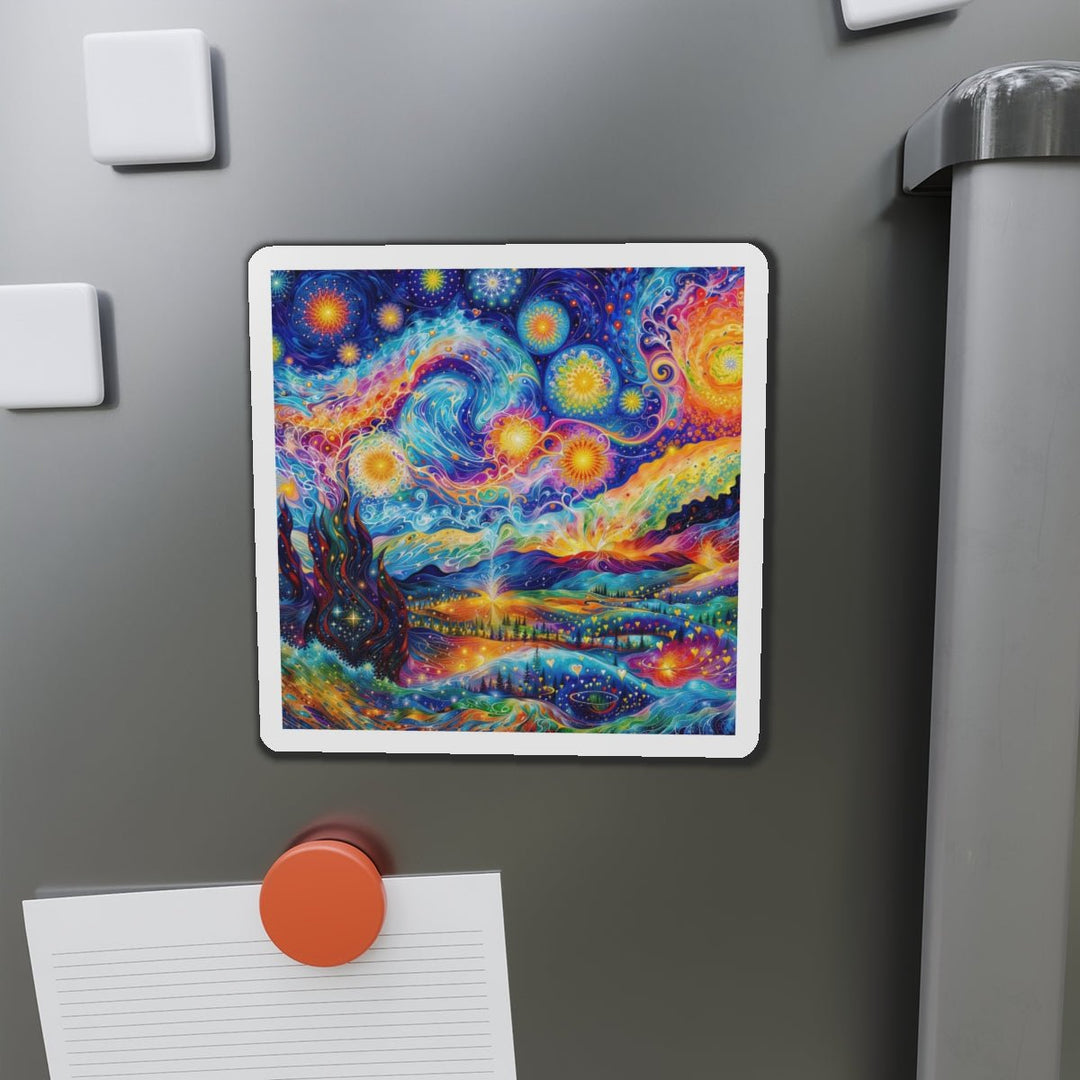 Cosmic Vibrant Landscape - Die-cut Magnet - Home Decor - g(0D·IO) - 6 × 6" - Die-Cut - 1 pc