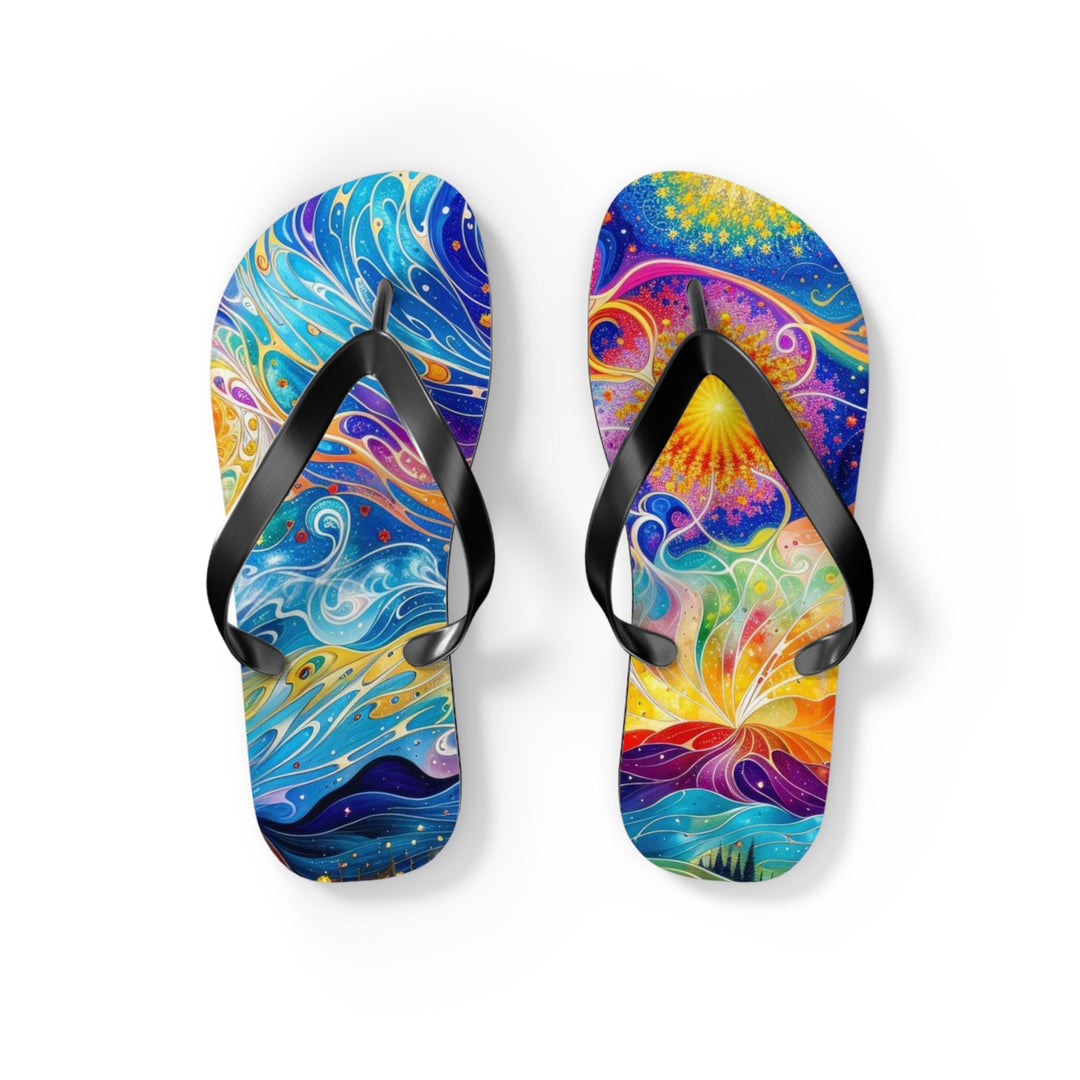 Cosmic Vibrant Landscape - Flip Flops - Shoes - g(0D·IO) - S - Black sole -