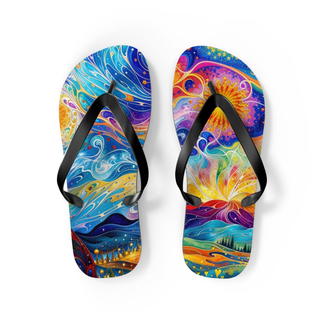 Cosmic Vibrant Landscape - Flip Flops - Shoes - g(0D·IO) - M - Black sole -