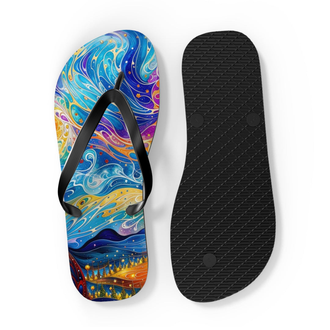 Cosmic Vibrant Landscape - Flip Flops - Shoes - g(0D·IO) - XL - Black sole -