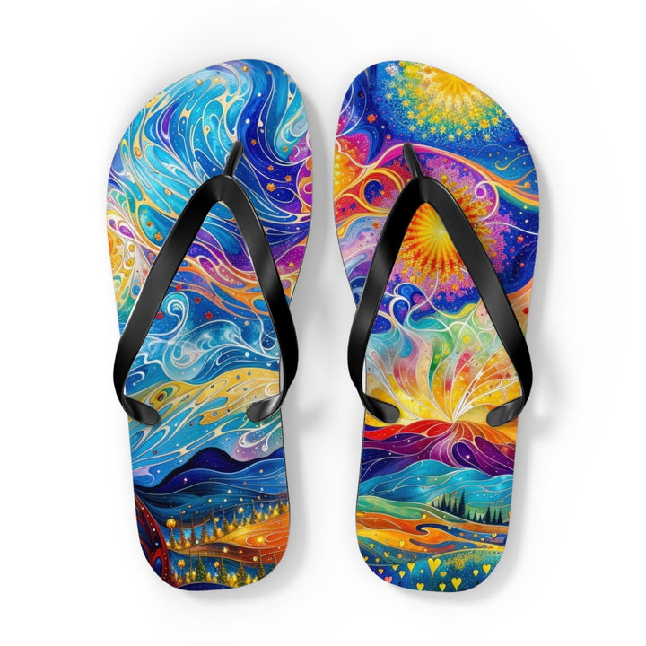 Cosmic Vibrant Landscape - Flip Flops - Shoes - g(0D·IO) - XL - Black sole -