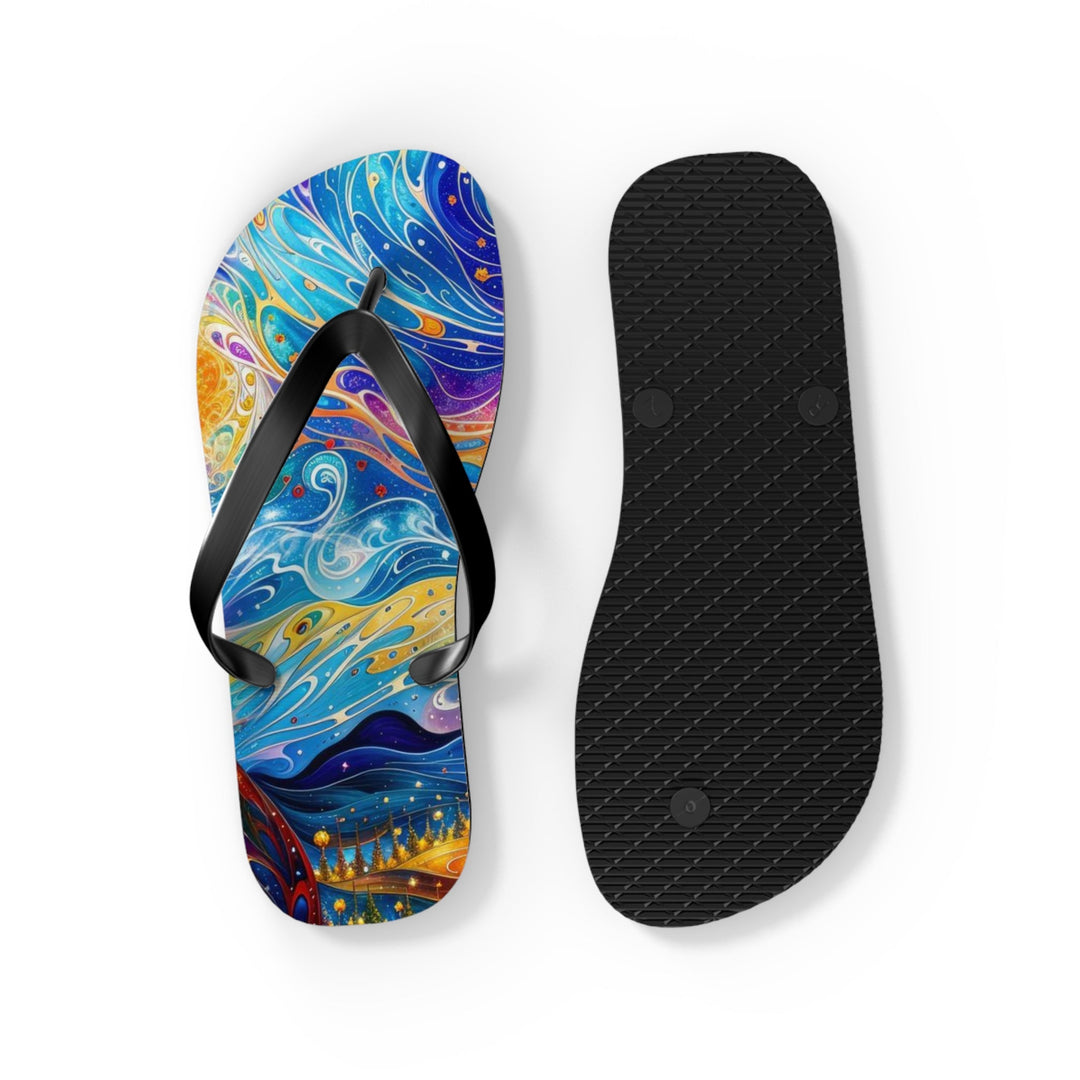 Cosmic Vibrant Landscape - Flip Flops - Shoes - g(0D·IO) - XL - Black sole -