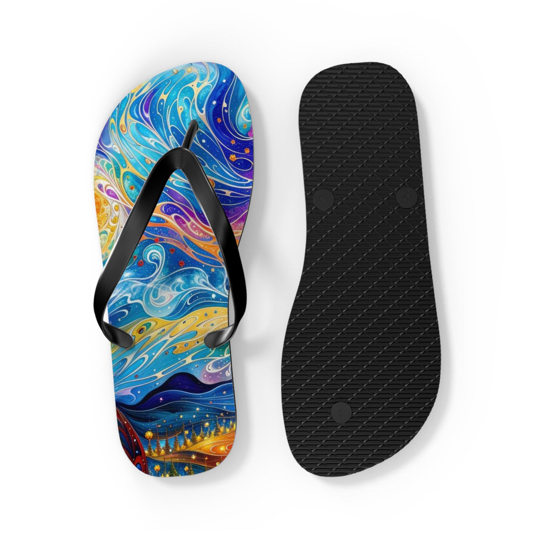 Cosmic Vibrant Landscape - Flip Flops - Shoes - g(0D·IO) - XL - Black sole -