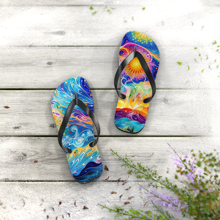 Cosmic Vibrant Landscape - Flip Flops - Shoes - g(0D·IO) - XL - Black sole -