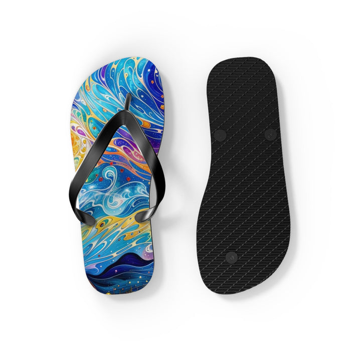 Cosmic Vibrant Landscape - Flip Flops - Shoes - g(0D·IO) - XL - Black sole -