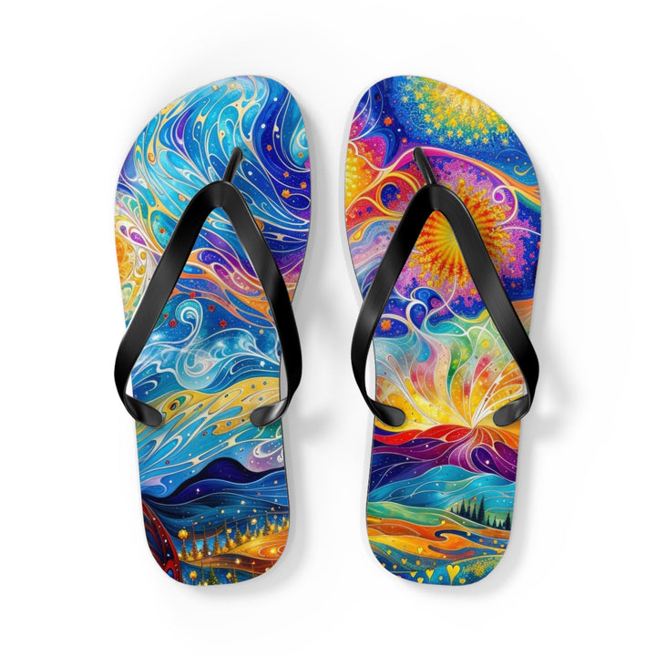 Cosmic Vibrant Landscape - Flip Flops - Shoes - g(0D·IO) - L - Black sole -