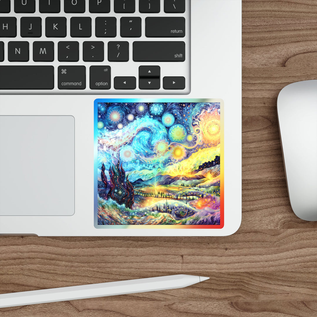 Cosmic Vibrant Landscape - Holographic Die-Cut Sticker - Paper products - g(0D·IO) - 5" × 5" - Die-Cut - Holographic