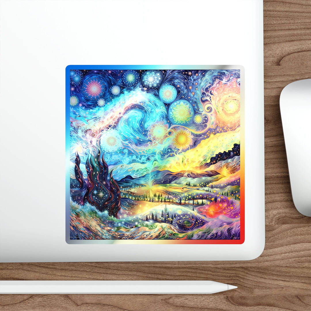 Cosmic Vibrant Landscape - Holographic Die-Cut Sticker - Paper products - g(0D·IO) - 5" × 5" - Die-Cut - Holographic