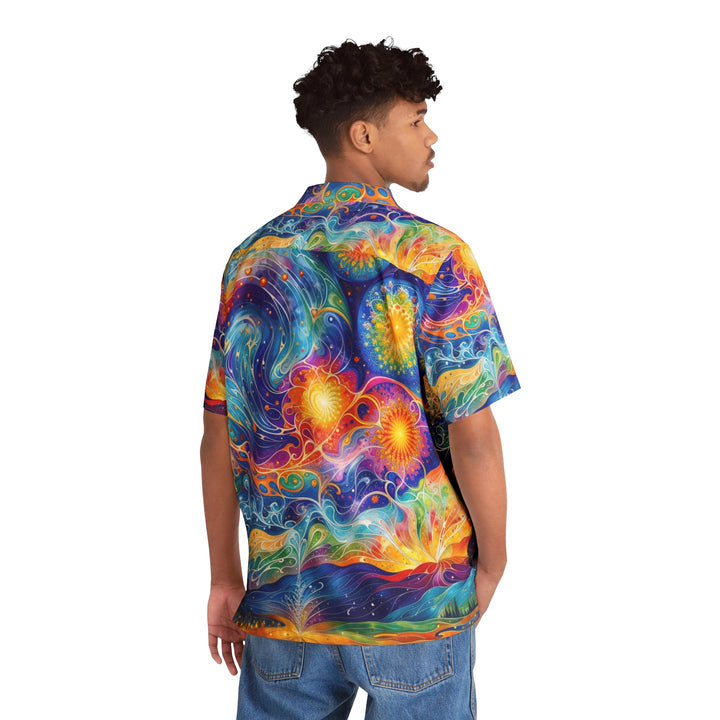 Cosmic Vibrant Landscape - Men's Hawaiian Shirt - All Over Prints - g(0D·IO) - S - Black -