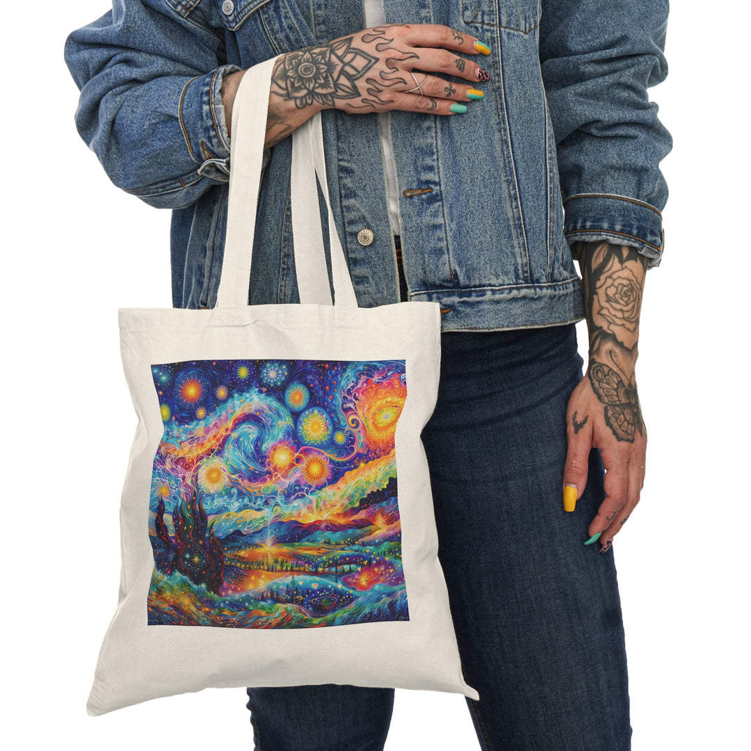 Cosmic Vibrant Landscape - Natural Tote Bag - Bags - g(0D·IO) - 15" x 16" - Natural -