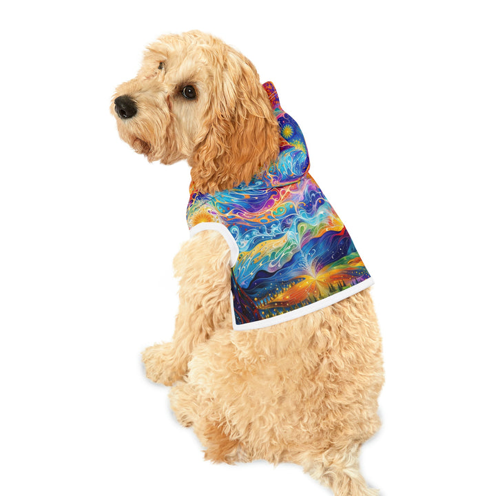 Cosmic Vibrant Landscape - Pet Hoodie - Pets - g(0D·IO) - XXS - Black Rib -