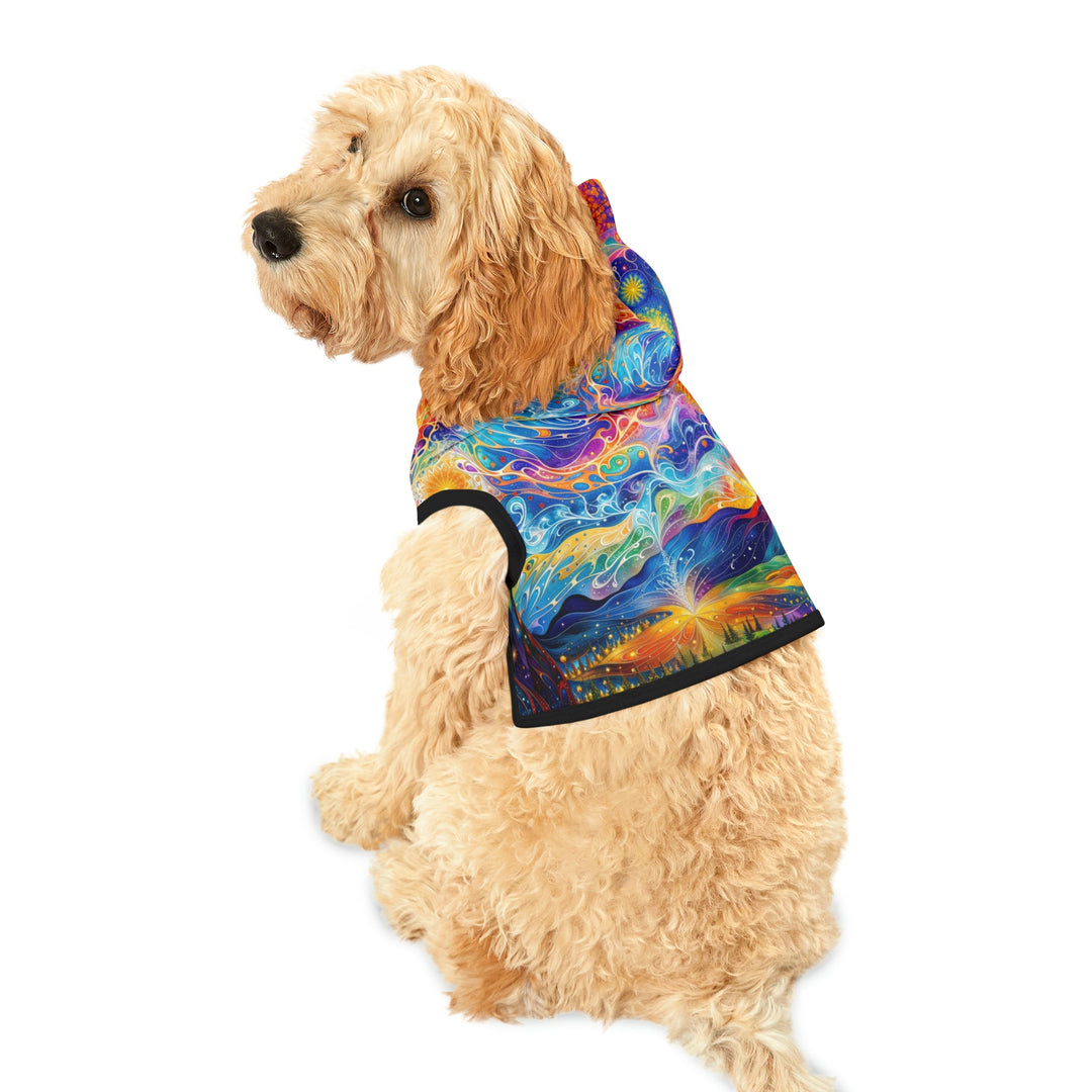 Cosmic Vibrant Landscape - Pet Hoodie - Pets - g(0D·IO) - XXS - Black Rib -