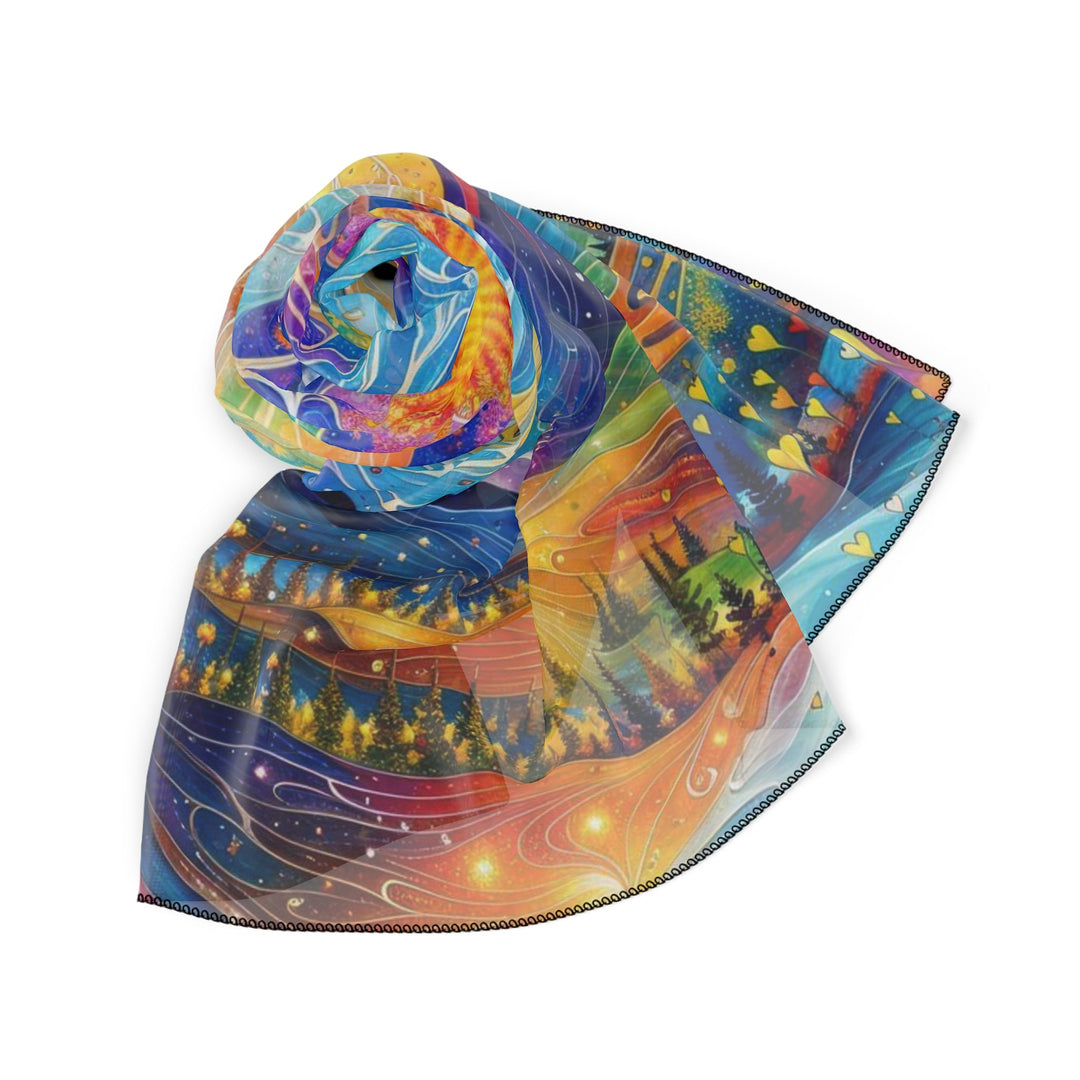 Cosmic Vibrant Landscape - Poly Scarf - Accessories - g(0D·IO) - Poly chiffon - 50" × 50" -