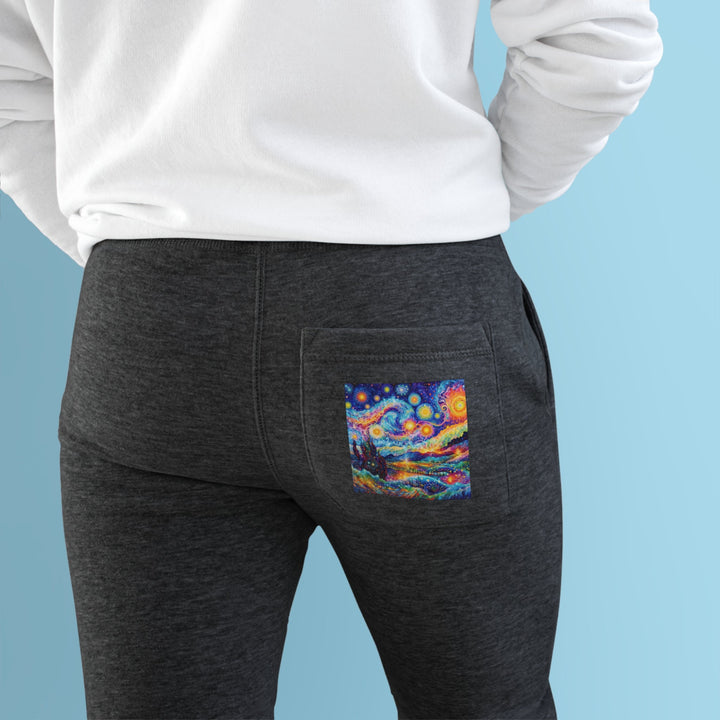 Cosmic Vibrant Landscape - Premium Fleece Joggers - Trousers - g(0D·IO) - Charcoal Heather - M -