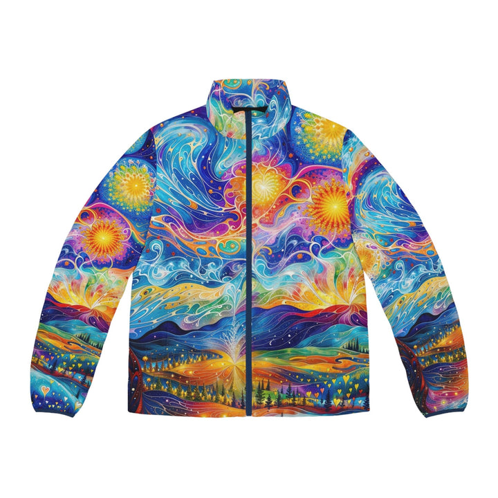 Cosmic Vibrant Landscape - Puffer Jacket - All Over Prints - g(0D·IO) - S - Dark blue zipper -