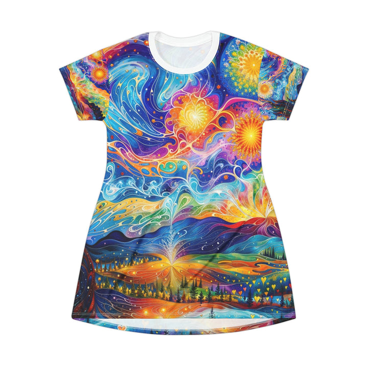 Cosmic Vibrant Landscape - T-Shirt Dress - All Over Prints - g(0D·IO) - XS - -