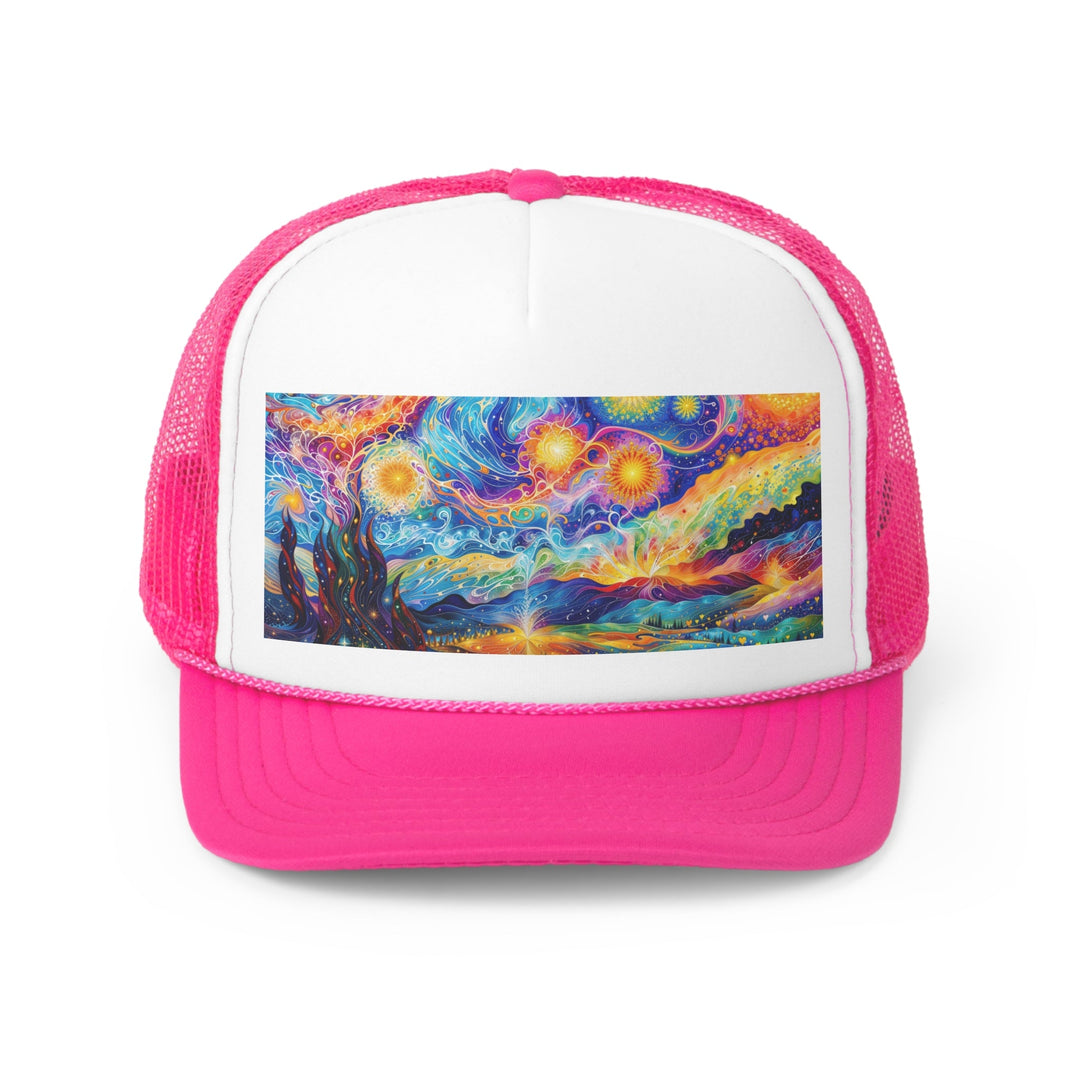 Cosmic Vibrant Landscape - Trucker Hat - Hats - g(0D·IO) - Pink - One size -