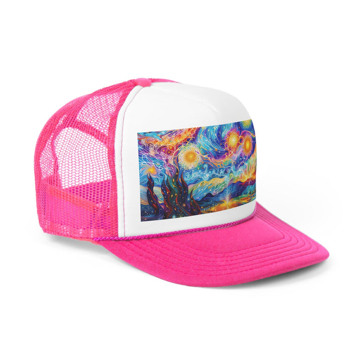 Cosmic Vibrant Landscape - Trucker Hat - Hats - g(0D·IO) - Pink - One size -