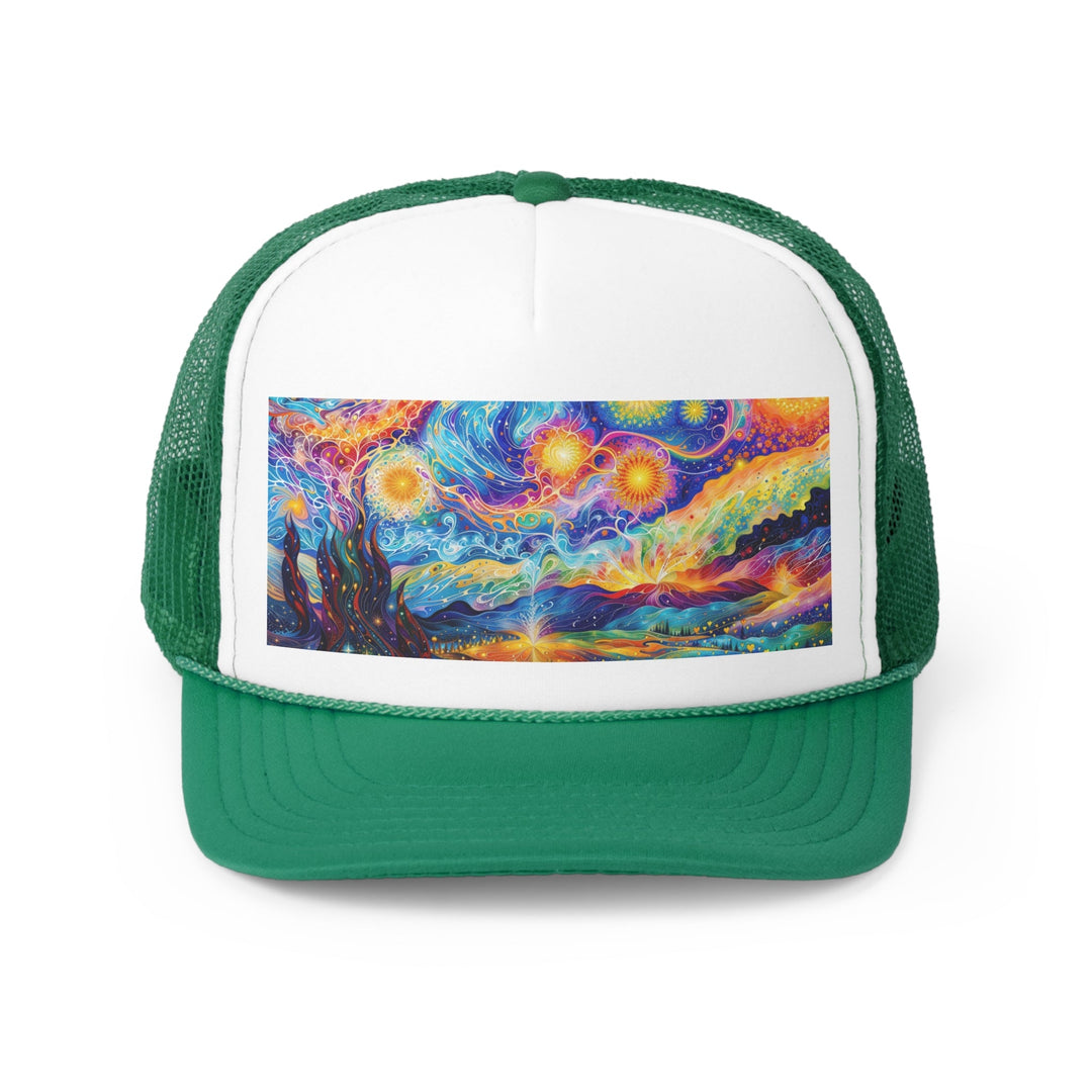 Cosmic Vibrant Landscape - Trucker Hat - Hats - g(0D·IO) - Green - One size -