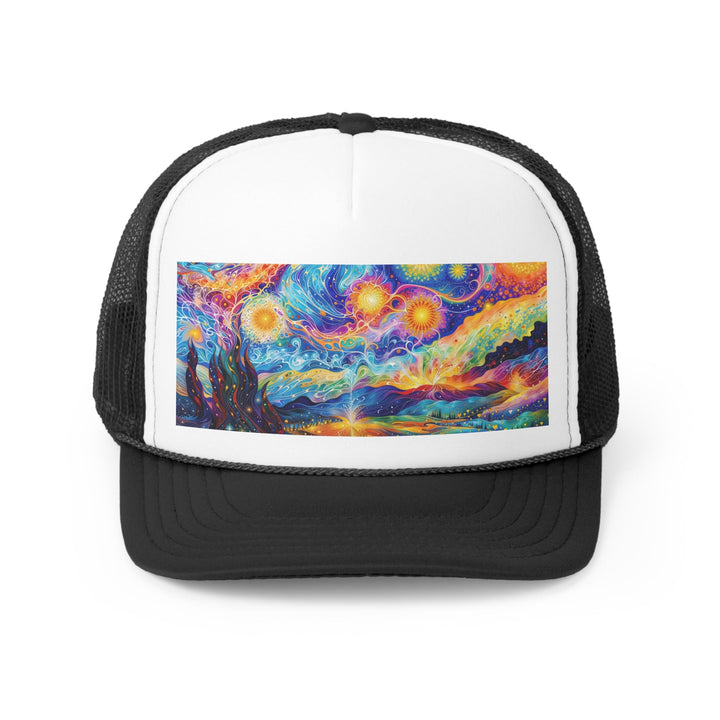 Cosmic Vibrant Landscape - Trucker Hat - Hats - g(0D·IO) - Black - One size -