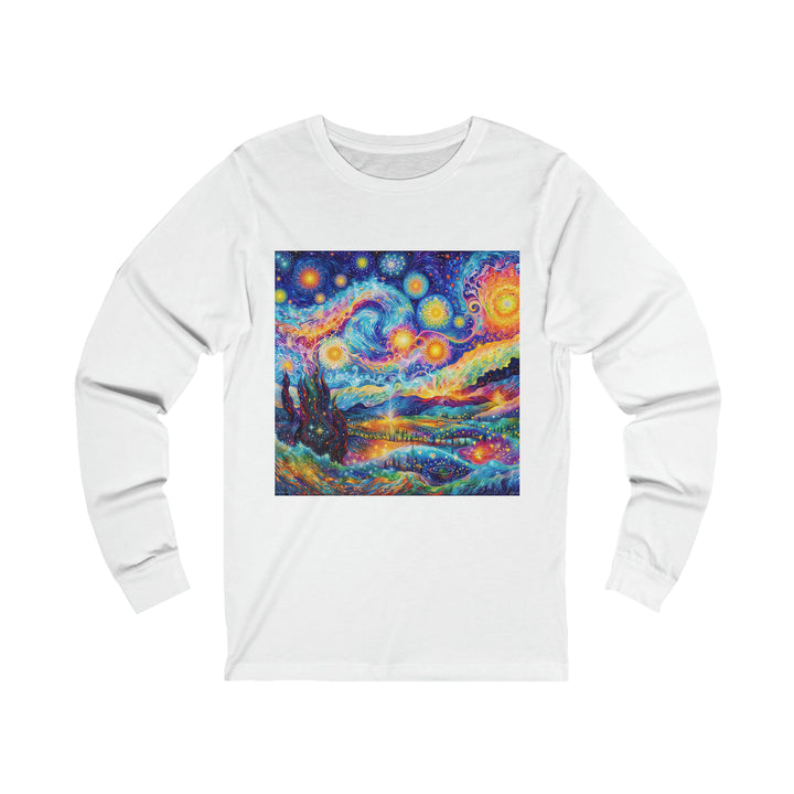 Cosmic Vibrant Landscape - Unisex Jersey Long Sleeve Tee - Long-sleeve - g(0D·IO) - S - White -