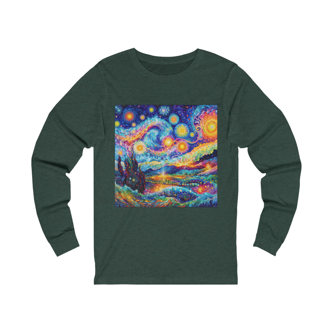 Cosmic Vibrant Landscape - Unisex Jersey Long Sleeve Tee - Long-sleeve - g(0D·IO) - S - Heather Forest -