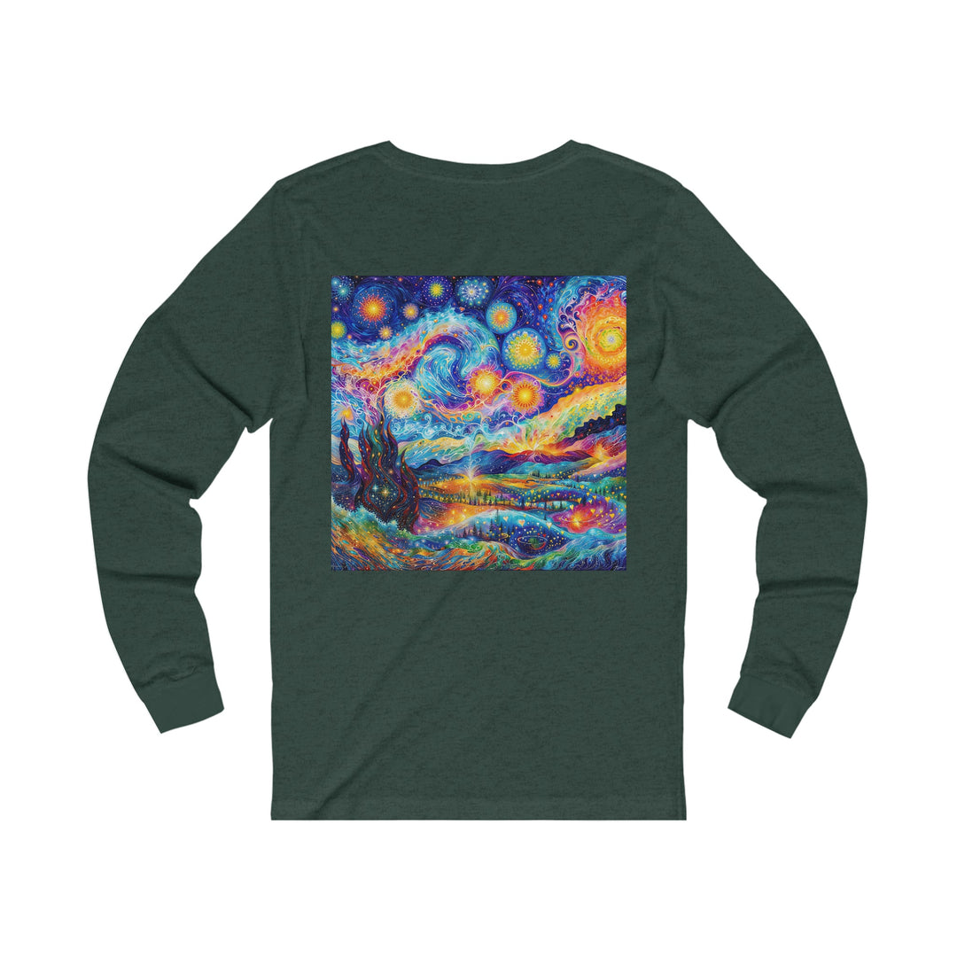 Cosmic Vibrant Landscape - Unisex Jersey Long Sleeve Tee - Long-sleeve - g(0D·IO) - S - Heather Forest -