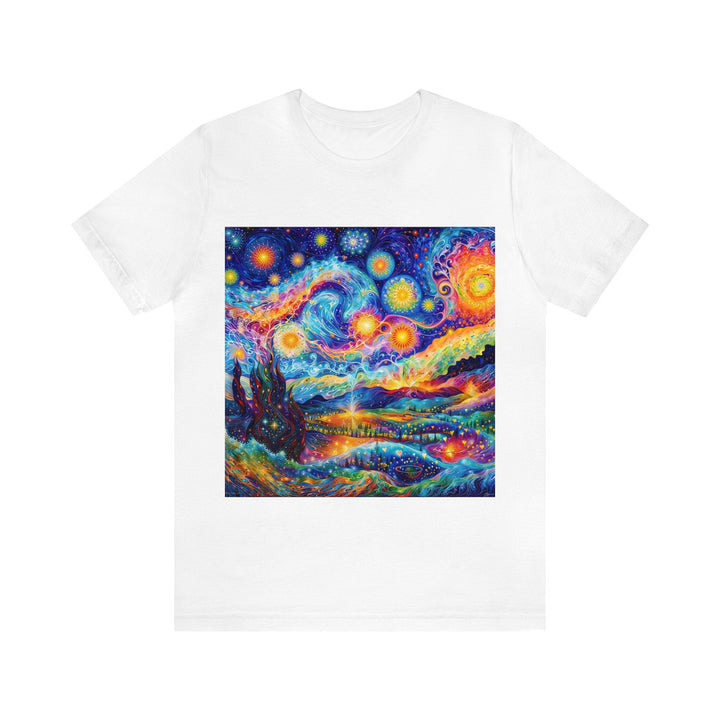 Cosmic Vibrant Landscape - Unisex Jersey Short Sleeve Tee - T-Shirt - g(0D·IO) - White - S -