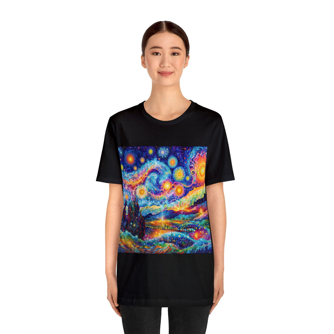 Cosmic Vibrant Landscape - Unisex Jersey Short Sleeve Tee - T-Shirt - g(0D·IO) - Black - S -