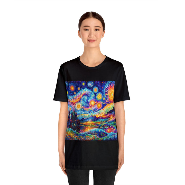 Cosmic Vibrant Landscape - Unisex Jersey Short Sleeve Tee - T-Shirt - g(0D·IO) - Black - S -