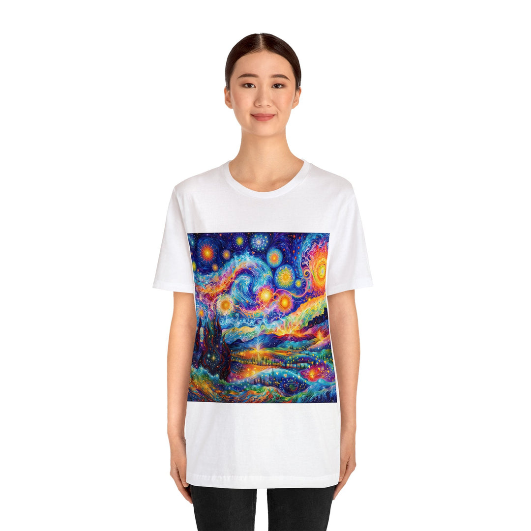 Cosmic Vibrant Landscape - Unisex Jersey Short Sleeve Tee - T-Shirt - g(0D·IO) - Black - S -