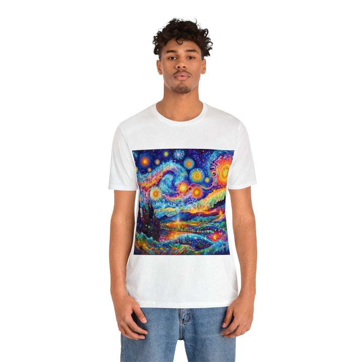 Cosmic Vibrant Landscape - Unisex Jersey Short Sleeve Tee - T-Shirt - g(0D·IO) - Black - S -