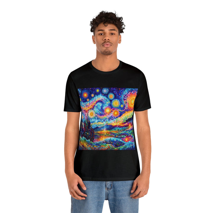 Cosmic Vibrant Landscape - Unisex Jersey Short Sleeve Tee - T-Shirt - g(0D·IO) - Black - S -