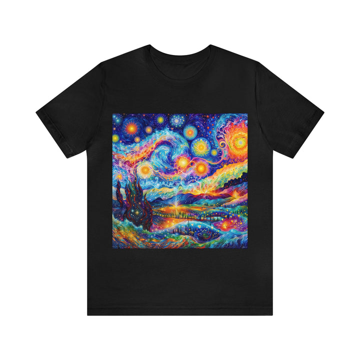 Cosmic Vibrant Landscape - Unisex Jersey Short Sleeve Tee - T-Shirt - g(0D·IO) - Black - S -