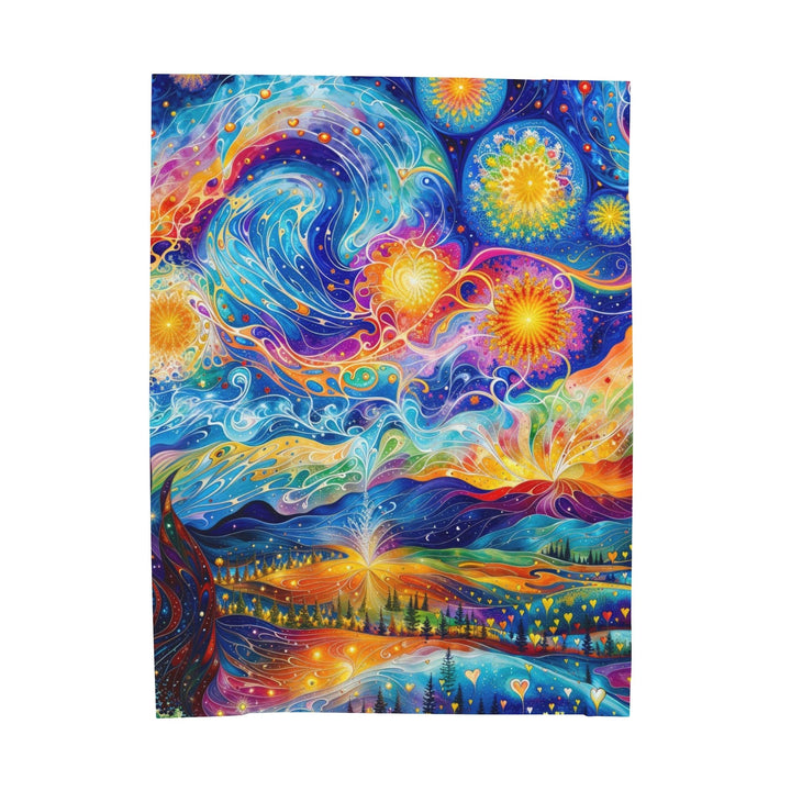 Cosmic Vibrant Landscape - Velveteen Plush Blanket - All Over Prints - g(0D·IO) - 60" × 80" - -