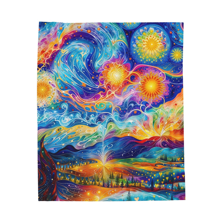 Cosmic Vibrant Landscape - Velveteen Plush Blanket - All Over Prints - g(0D·IO) - 50" × 60" - -