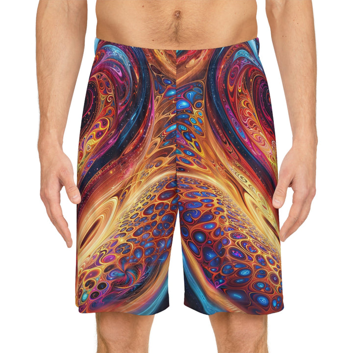 Cosmic Vibrant Swirls - AOP Basketball Shorts - All Over Prints - g(0D·IO) - Seam thread color automatically matched to design - XS -