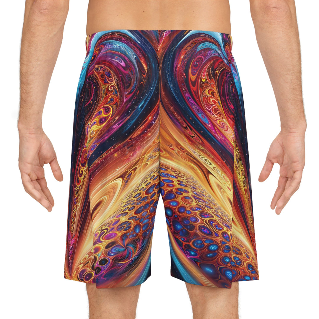 Cosmic Vibrant Swirls - AOP Basketball Shorts - All Over Prints - g(0D·IO) - Seam thread color automatically matched to design - XS -