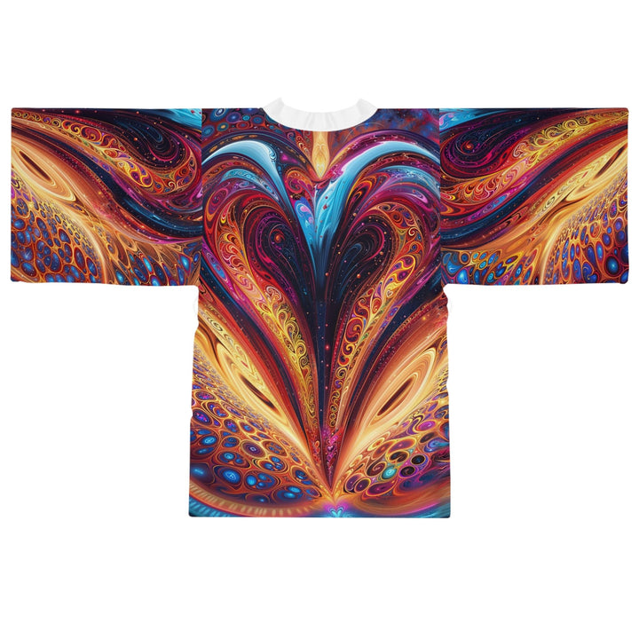 Cosmic Vibrant Swirls - Long Sleeve Kimono Robe - All Over Prints - g(0D·IO) - XS - Black -