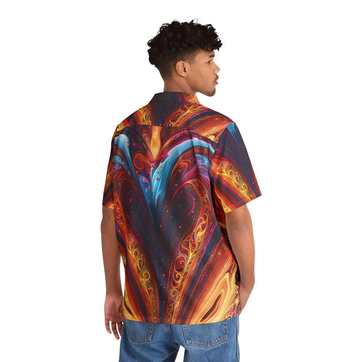 Cosmic Vibrant Swirls - Men's Hawaiian Shirt - All Over Prints - g(0D·IO) - S - Black -