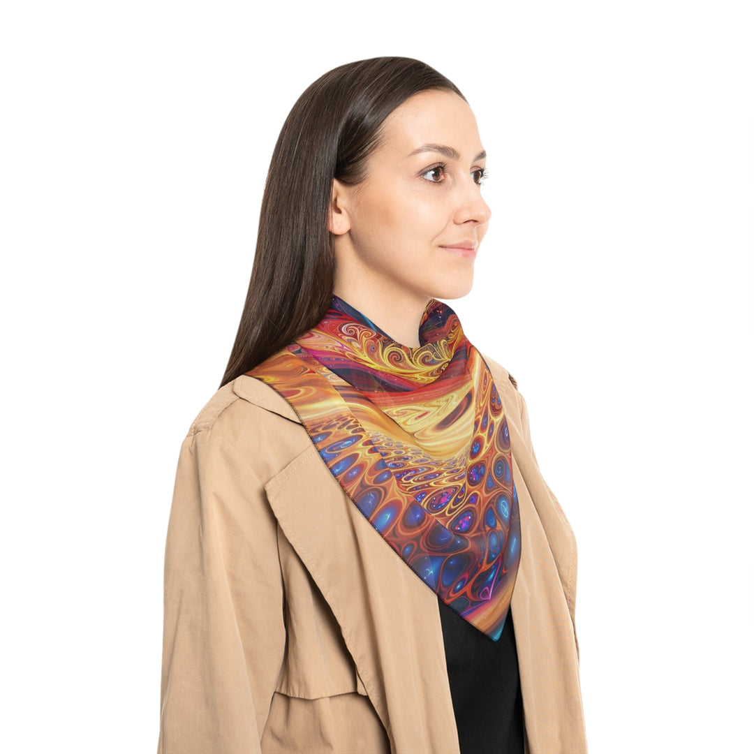 Cosmic Vibrant Swirls - Poly Scarf - Accessories - g(0D·IO) - Poly chiffon - 50" × 50" -