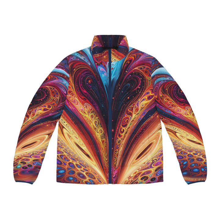 Cosmic Vibrant Swirls - Puffer Jacket - All Over Prints - g(0D·IO) - S - Dark blue zipper -