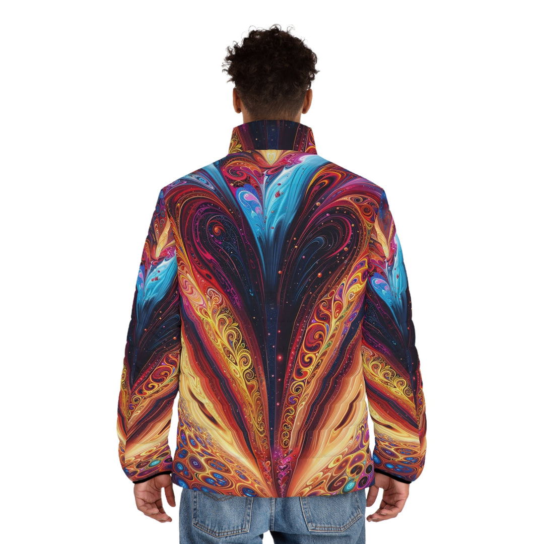 Cosmic Vibrant Swirls - Puffer Jacket - All Over Prints - g(0D·IO) - S - Black zipper -