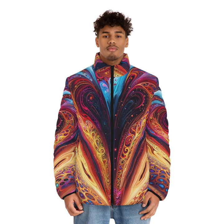 Cosmic Vibrant Swirls - Puffer Jacket - All Over Prints - g(0D·IO) - S - Black zipper -