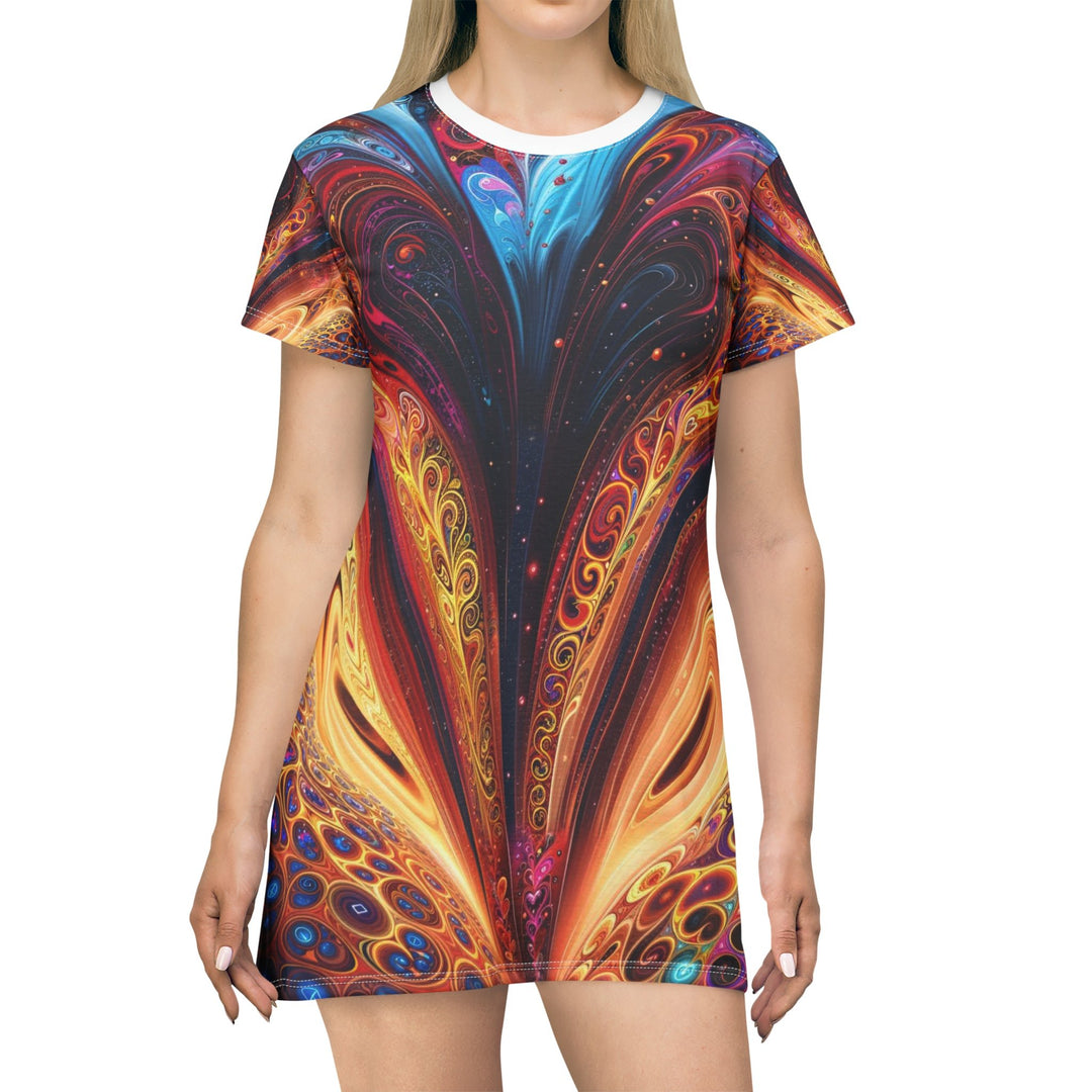 Cosmic Vibrant Swirls - T-Shirt Dress - All Over Prints - g(0D·IO) - XS - -