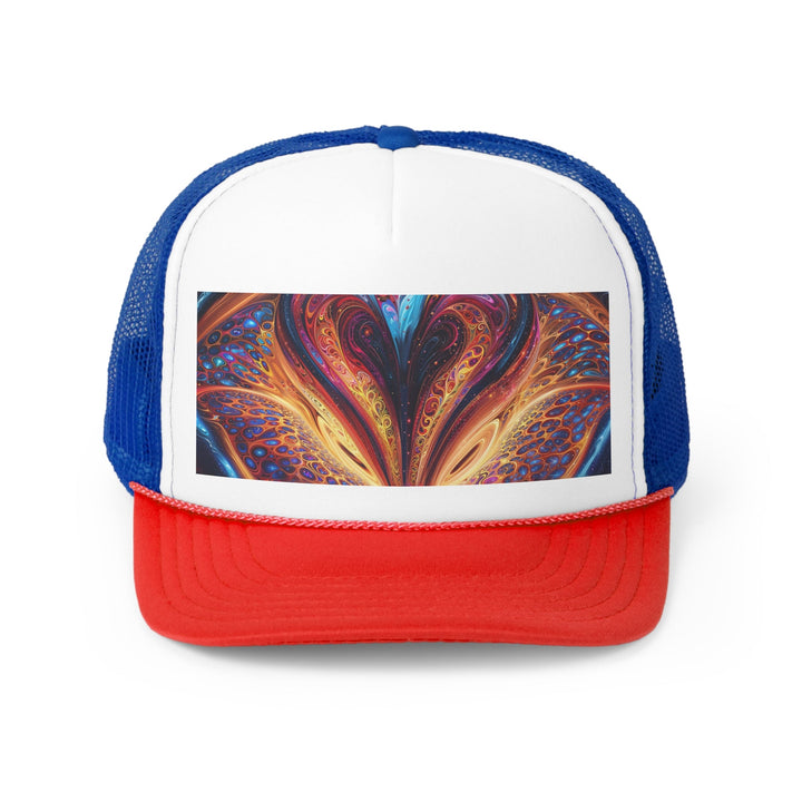 Cosmic Vibrant Swirls - Trucker Hat - Hats - g(0D·IO) - Blue/Red - One size -