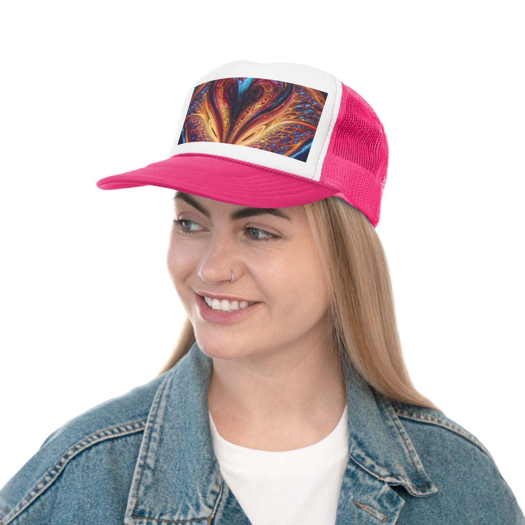 Cosmic Vibrant Swirls - Trucker Hat - Hats - g(0D·IO) - Pink - One size -