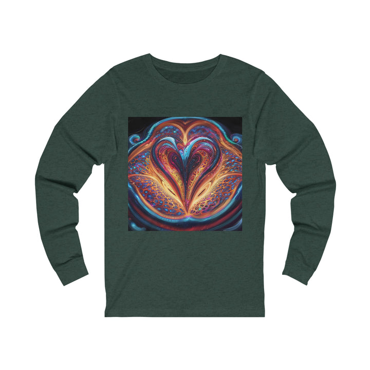 Cosmic Vibrant Swirls - Unisex Jersey Long Sleeve Tee - Long-sleeve - g(0D·IO) - S - Heather Forest -