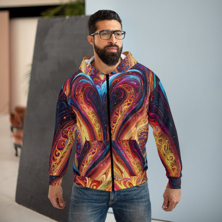 Cosmic Vibrant Swirls - Unisex Zip Hoodie - All Over Prints - g(0D·IO) - XS - -