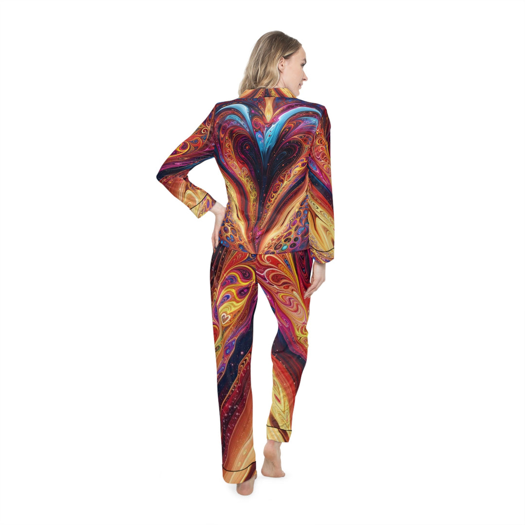 Cosmic Vibrant Swirls - Women's Satin Pajamas - All Over Prints - g(0D·IO) - XS/S - Black -